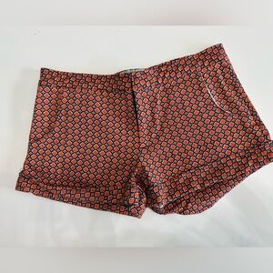 Judith March Orange and Blue High Waist Shorts sz L Ruffle pocket Auburn